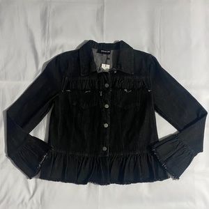 NWT Sugar + Lips Merena Ruffled Black Denim Jacket
